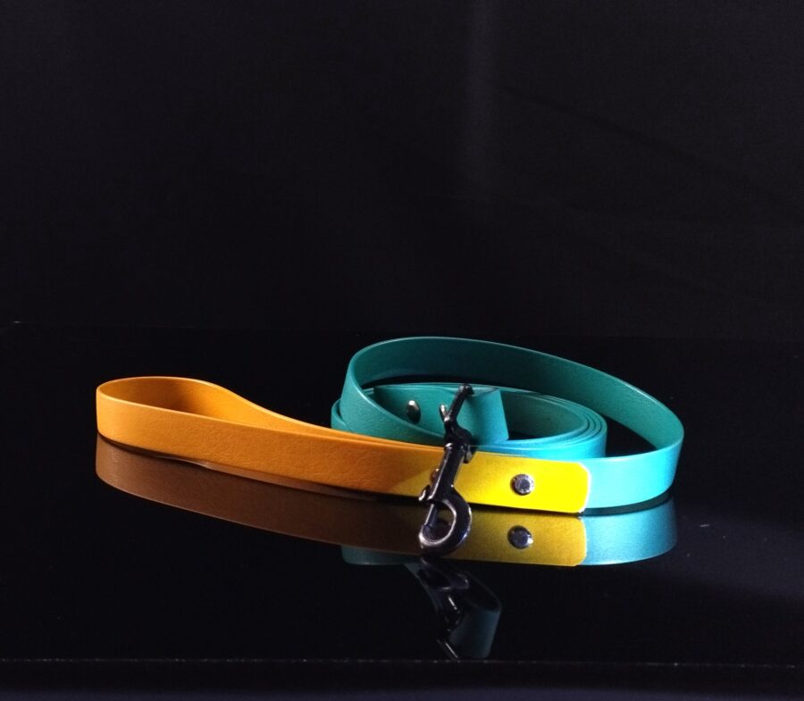 Biothane leash in two collor in black background