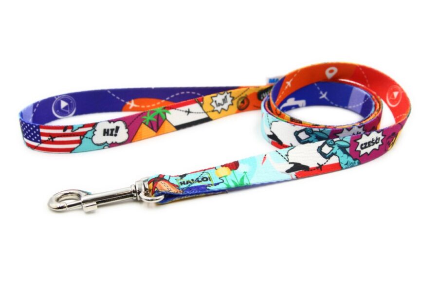 dog waterproof leash in travel theme