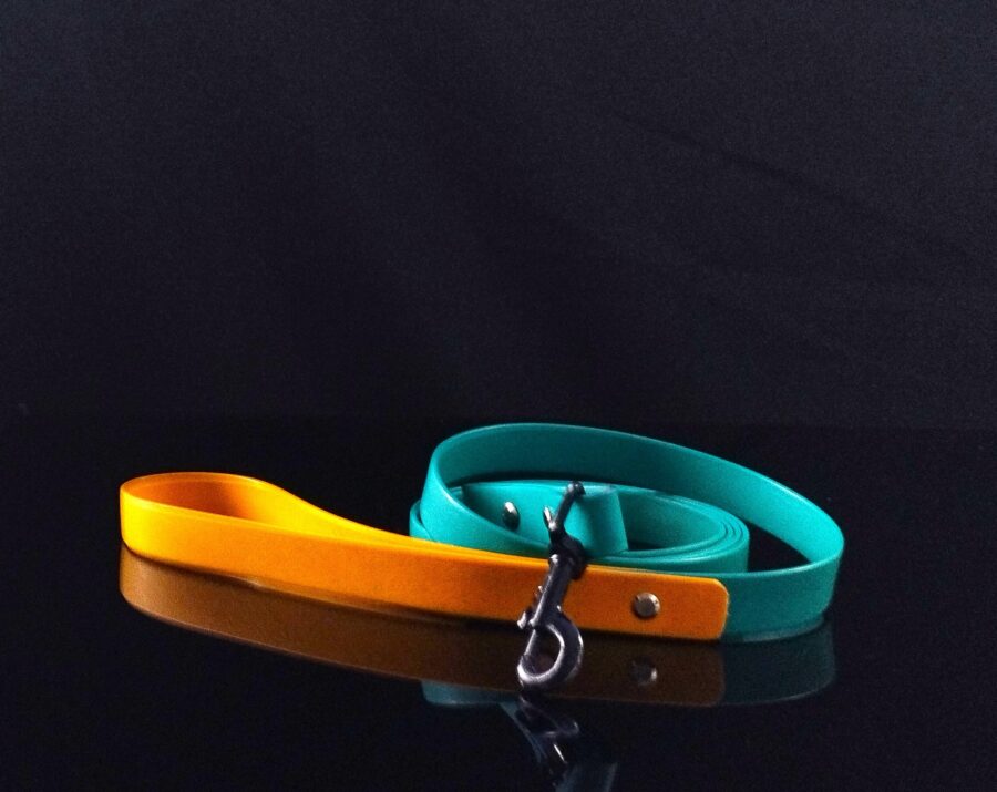 Biothane leash in two collor in black background